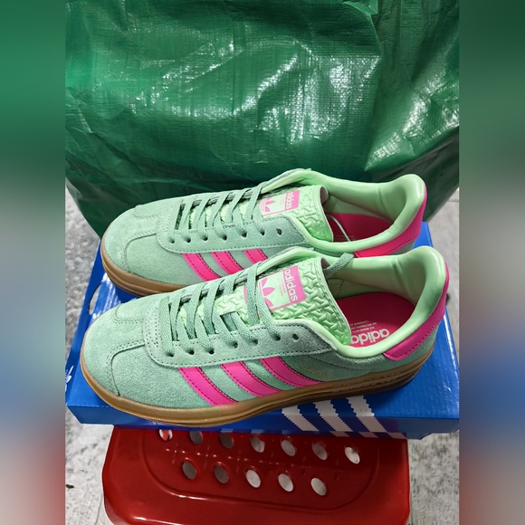 Adidas Gazelle Bold Platform Sneakers True Pink Green